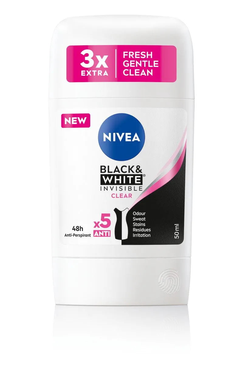 Nivea deodorant Stick Black & White invisible clear 48Hrs protection 50ml