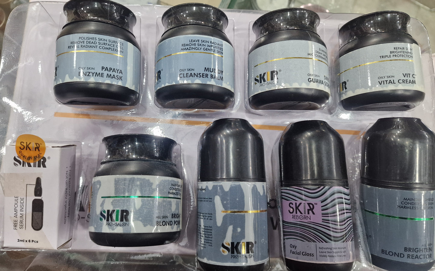 Skir Reborn Whitening Facial Kit in black New packing