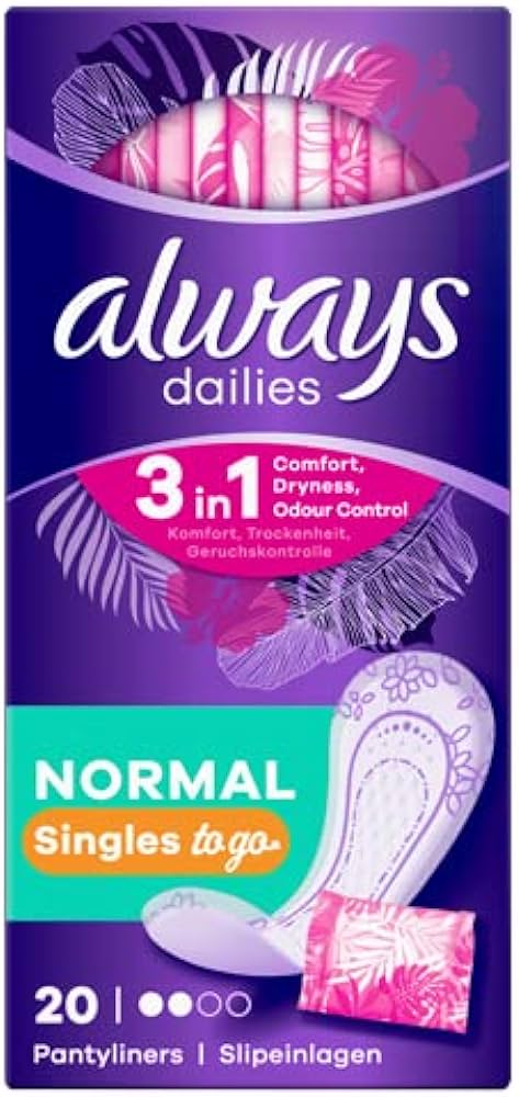 Always 3in1 dailies comfort,dryness,OdourControl 20 pantyLiners