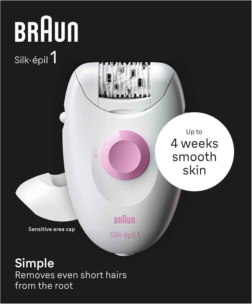 Braun Silk•epil 1 1-010, Corded Epilator for Hair Removal, Weeks Of Soft Skin, with 1 year warranty