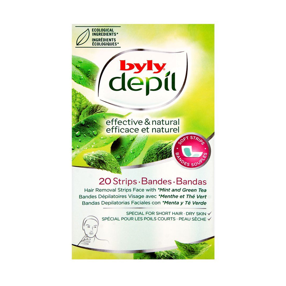 Byly Depil Effective & Natural mint green tea Hair Removal Body Wax Strips 20
