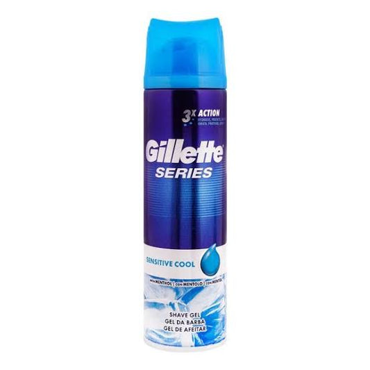 Gillette Series 3x Action Sensitive Cool Shave Gel, 200ml with Menthol