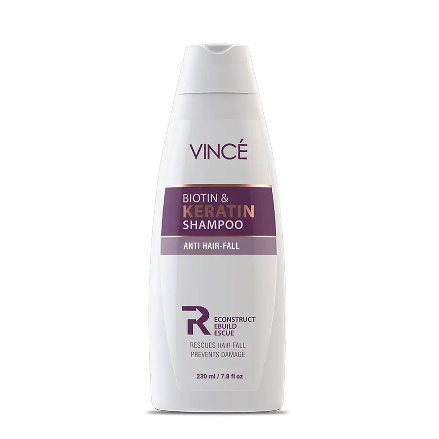 Vince Biotin & Keratin Shampoo Rescues Hair Fall prevents Damages 230ml