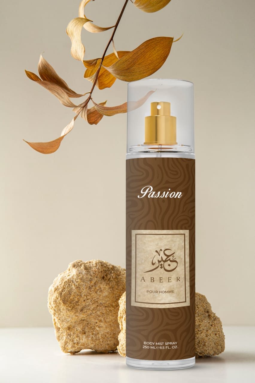 Passion Abeer perfumed body mist spray 250ml pour homme