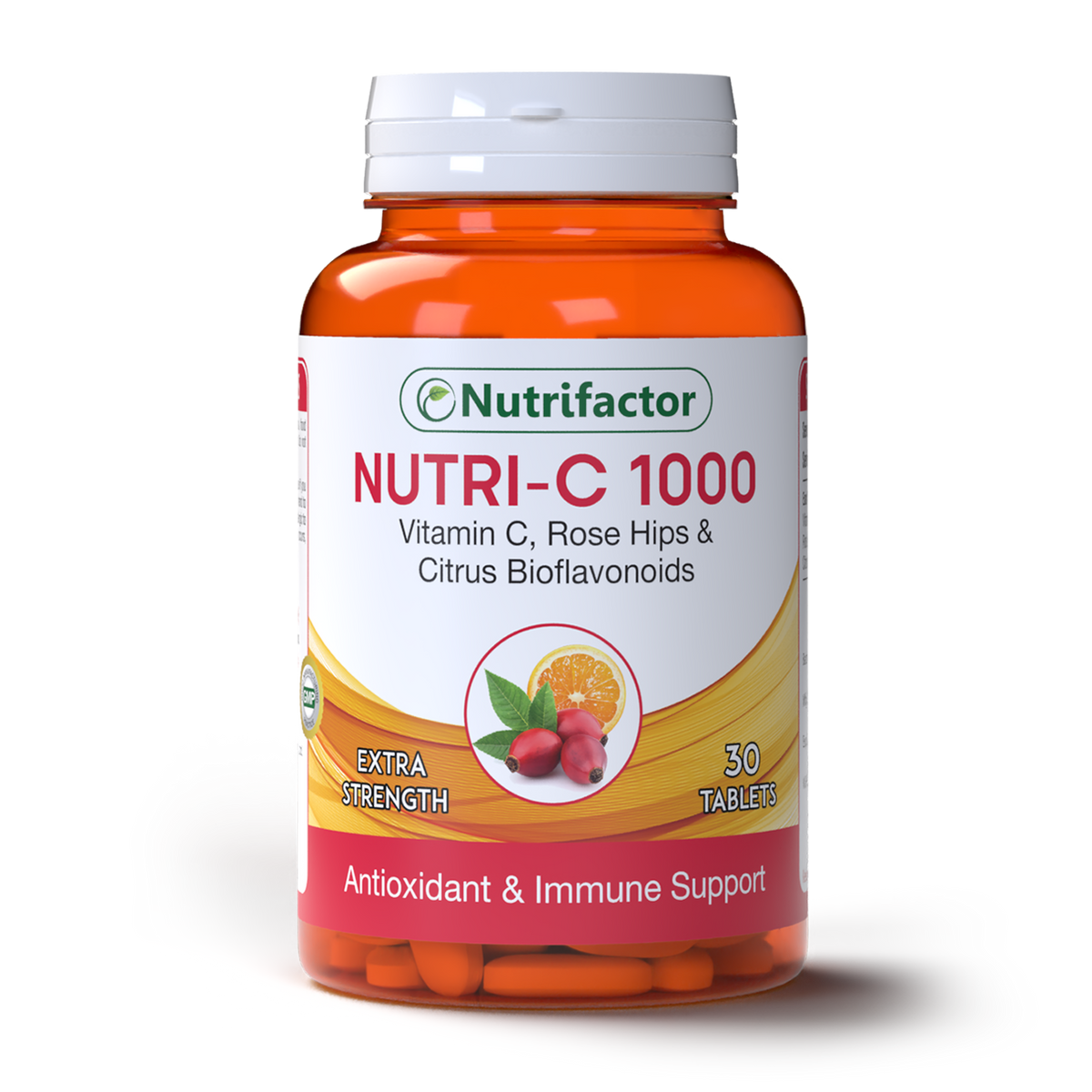 Nutrifactor Nutri-C 1000 VitaminC,Rosehip,Citrus BioFlavonoids for AntiOxidant&Immune Support 30Tablets