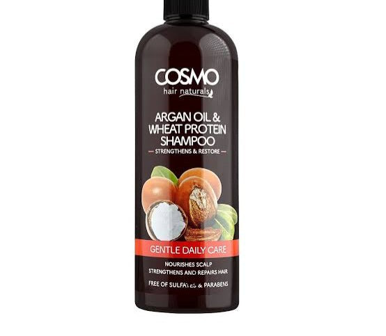 Cosmo Hair Naturals Gentle Daily Care Argan Oil & Wheat Protein Shampoo, Strengthens & Repairs Hair, 480ml