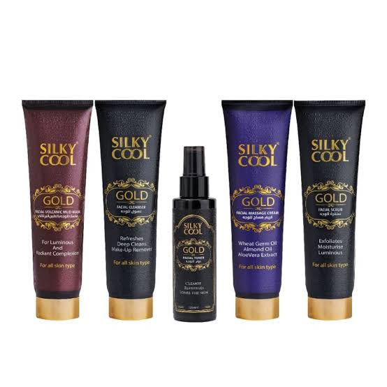 Silky cool gold facial set 5 products