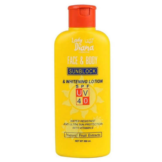 Lady Diana Face & Body Sunblock Whitening Lotion SPF 40 200ml
