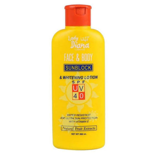 Lady Diana Face & Body Sunblock Whitening Lotion SPF 40 200ml