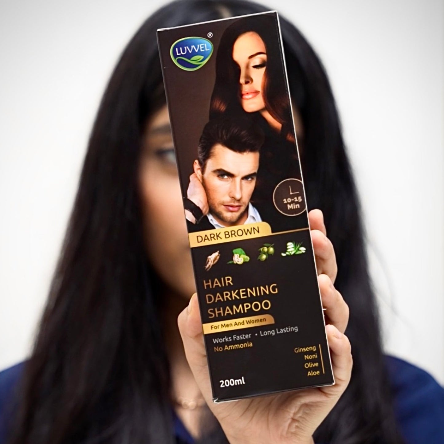 Luvvel hair color shampoo dark Brown 200ml