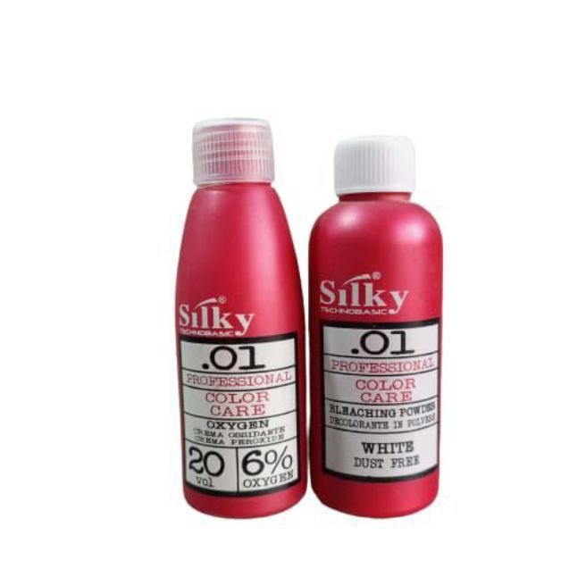 Silky Whitening Bleach Cream Set Professional powder 50gm developer 150ml