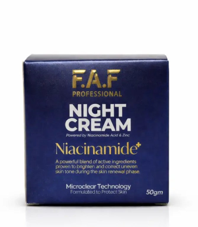 FAF Professional Night Cream with Niacinamide+ & Zinc – Brightening & Skin Repair Formula (50g)