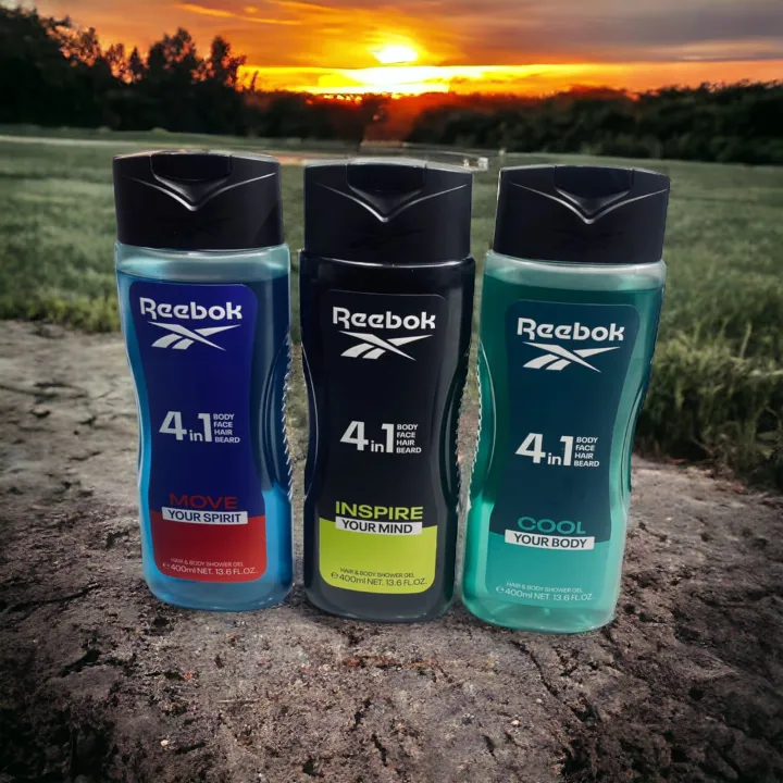 Reebok body wash shower gel 4in1 body,hair,face,beard 400ml