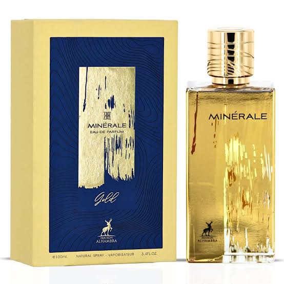Maison Alhambra Minerale Gold Eau de Parfum Spray 100ml (3.4 oz) | Smoky Patchouli, Osmanthus Silk, Suede-Kissed Woods