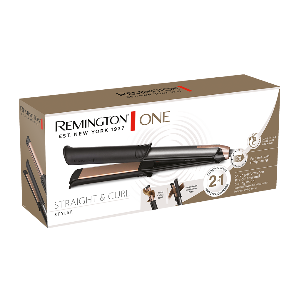 REMINGTON ONE STRAIGHT & CURL STYLER S6077 with 1 year warranty