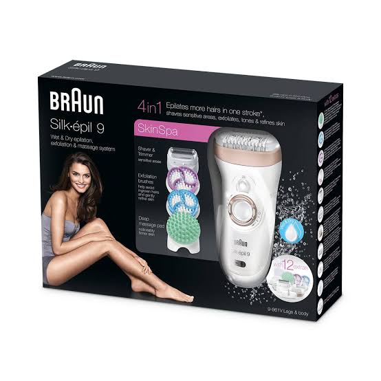Braun Silk-épil 9 SkinSpa 9-961V Wet & Dry Epilator for Women with 3 exfoliation brushes & 12 extras inclusive with 1 year warranty