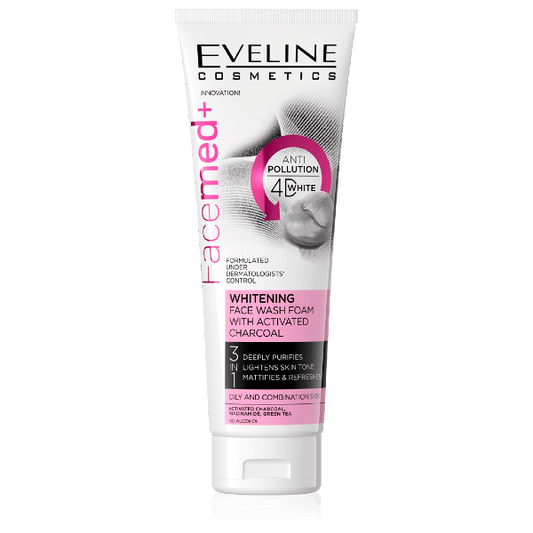 Eveline Facemed+ Whitening Face Wash Foam With Activated Charcoal 3 In 1 100ml