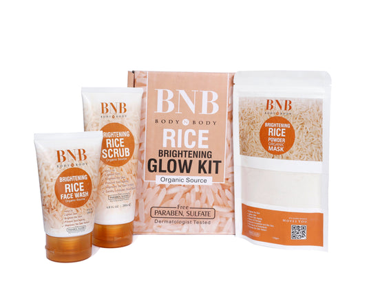 BNB Rice Extract Bright & Glow Kit (FaceWash120ml+Mask120gm+Scrub200ml)