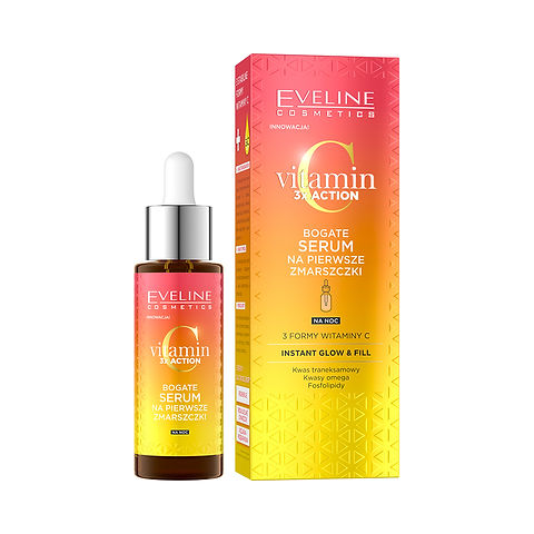 Eveline Vitamin C 3x Action Rich Night Serum for First Wrinkles 30ml