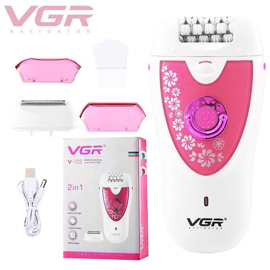 VGR V-722 Cordless Professional 2-in-1 Women Epilator & Shaver for different body areas for Wet & Dry use