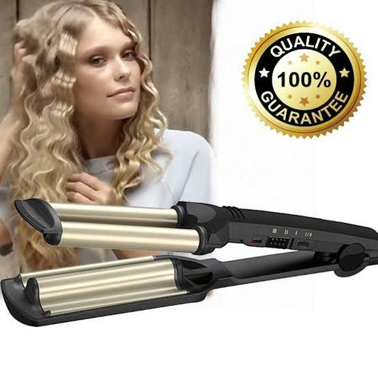 Kemei KM-2022 Hair Styler Professional 3 Barrels Big Wave Curler Iron Curling Hair Curlers Styling Tools New Style Curler