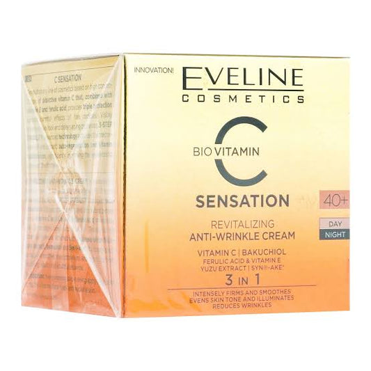 Eveline Bio Vitamin C Sensation 3-In-1 Revitalizing 40+ Day And Night Anti-Wrinkle Cream, 50ml