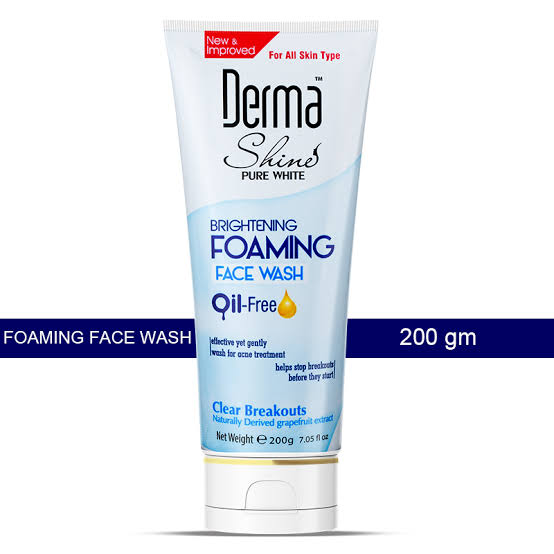 Derma shine Brightening foaming oil free face wash  200gm