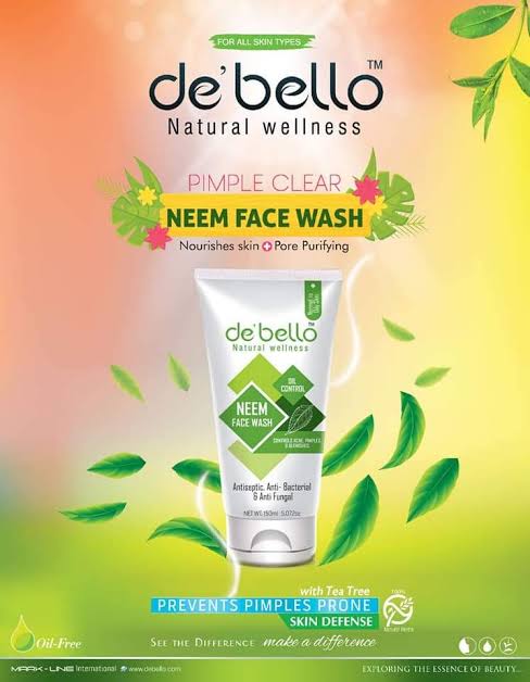 DeBello Neem Face Wash Oil control antiAcne,pimples,Blemishes 150ml