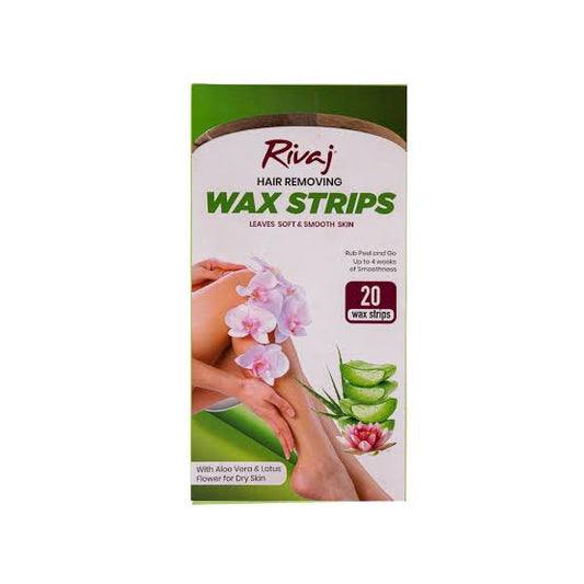 Rivaj Hair Removing Wax Strips with AloeVera (20WaxStrips)