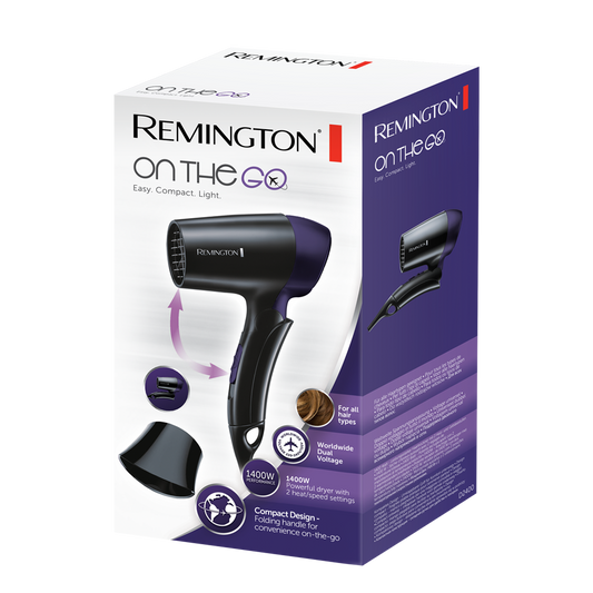 REMINGTON D2400 ON THE GO TRAVEL HAIR DRYER with 1 Year Warranty