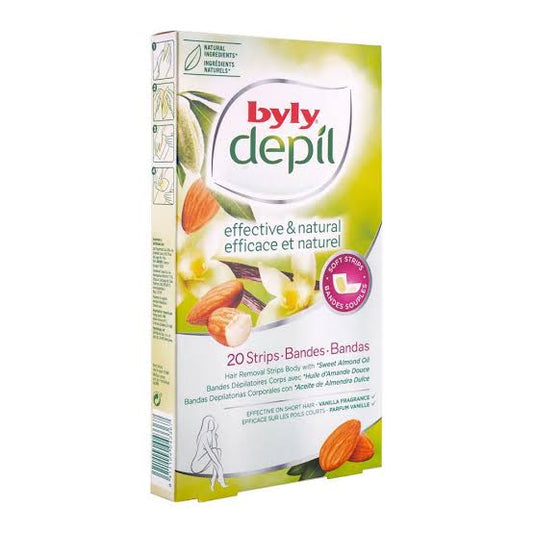 Byly Sweet Almond Oil Hair Removal Body Wax Strips 20 strips