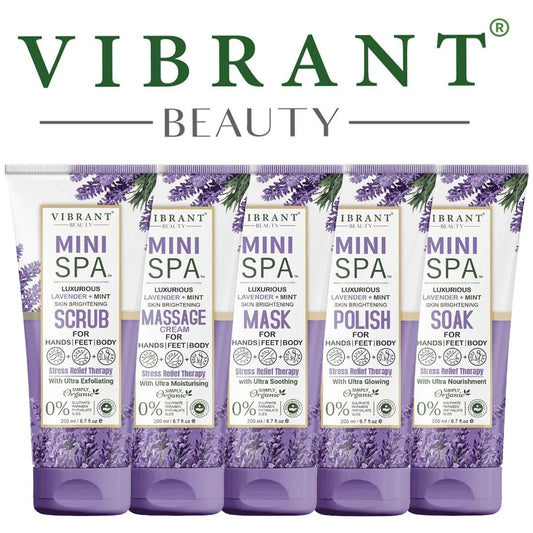 Vibrant Beauty Mini Spa Lavender + Mint Manicure Pedicure Kit hand foot kit 200ml each tube