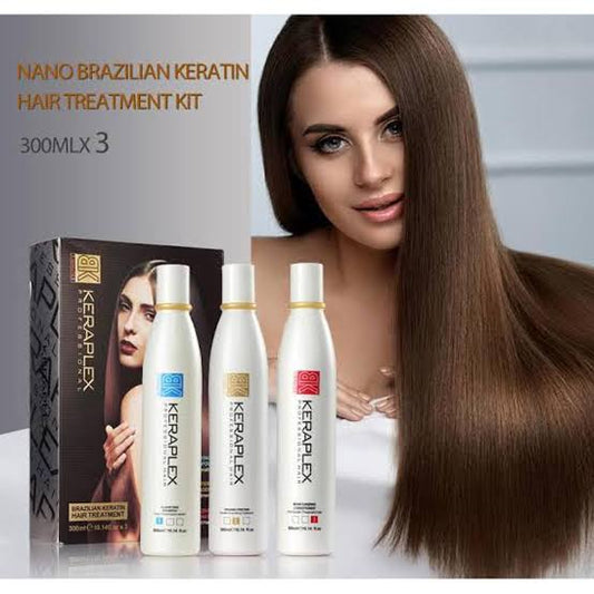 BK Brazilian Keratin Treatment Kit Keraplex 3 Steps Hair Straightening Keratin Rebounding kit 300ML X3 Treatment For Hairs