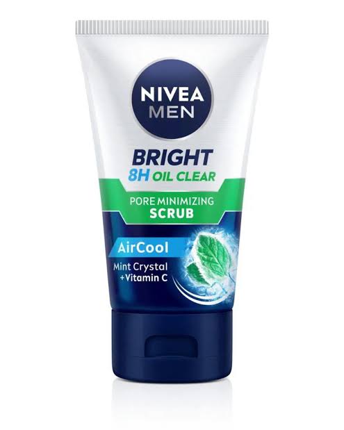 Nivea Men Bright 8H Oil Clear Pore Minimizing Scrub wash, 100 ml