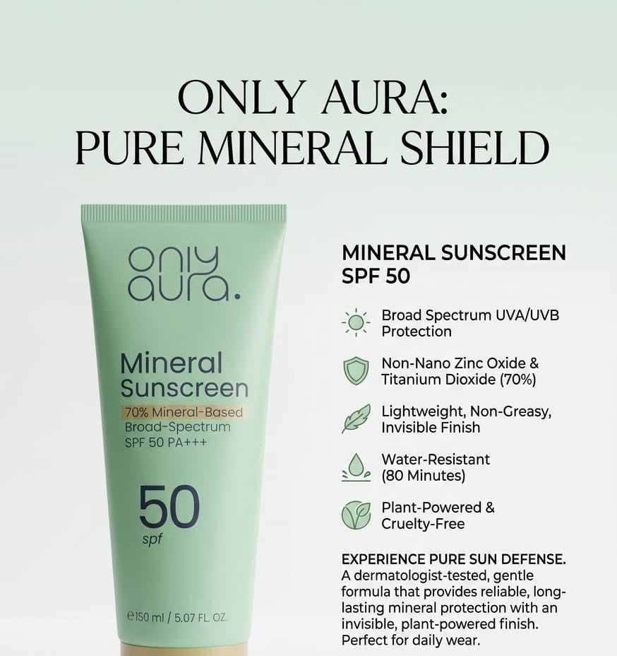 OnlyAura mineral sunscreen sunblock SPF 50 150ml