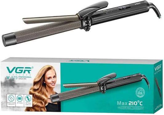 VGR V-579 Digital Display Hair Curler with 25MM Barrel, Rod, Tong, Tourmaline Infused Ceramic Coated Plates, Cool Touch Tip, Fast Heating up to 210°C, for Women, Long and Short Hair Curling, Styling