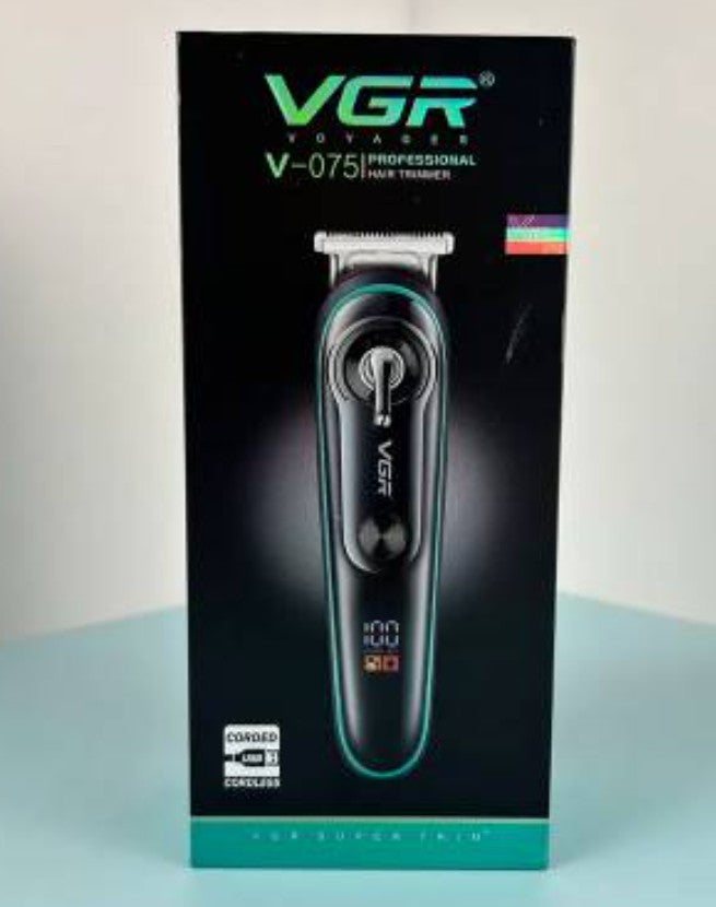 VGR V075 Hair Clipper Hair Trimmer Professional Beard Trimmer Rechargeable Cordless Electric T-Blade Zero Cutting Machine