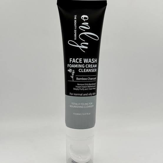 Onlyaura the beauty expert face wash creamy cleanser bamboo charcoal with brush normal to oily skin 150ml