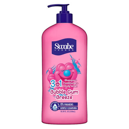 Swabe London - Kids Bubble Gum Breeze  3-in-1 Shampoo, Conditioner & Body Wash - 18.59 Fl Oz (550ml)