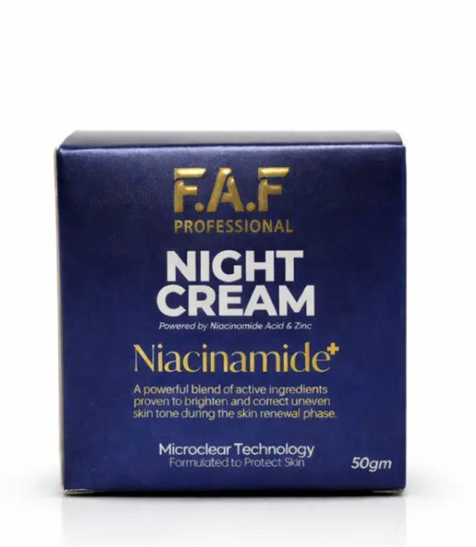 FAF Professional Night Cream with Niacinamide+ & Zinc – Brightening & Skin Repair Formula (50g)