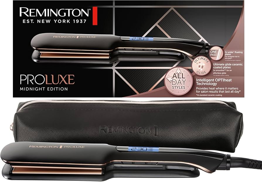 REMINGTON PROLUXE MIDNIGHT WIDE PLATE HAIR STRAIGHTENER S9150B with 1 year warranty
