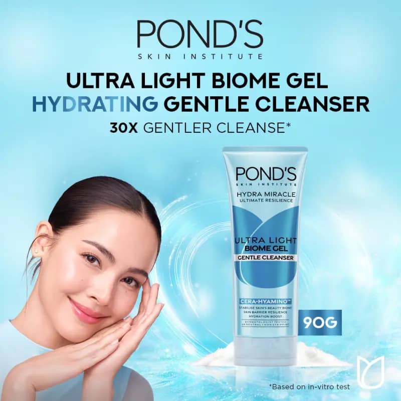 PONDS HYDRA MIRACLE ULTRA LIGHT BIOME GEL GENTLE CLEANSER - HYDRATING FACIAL WASH 90Gm