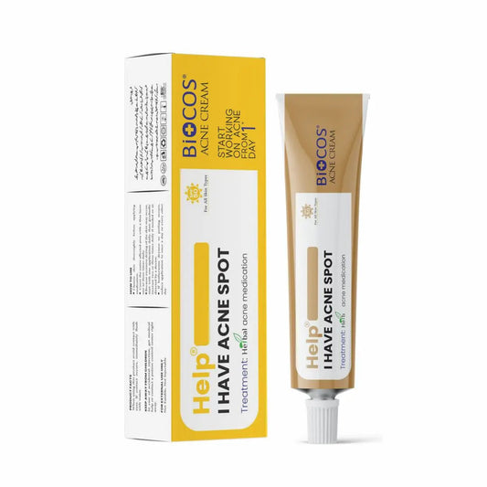 BIOCOS Anti Acne Cream for Blemishes, Scars & Breakouts – Hydrating Formula with Aloe Vera, Neem, Zinc Oxide & Bitter Gourd – Anti-Inflammatory & Skin Brightening, - 12gm