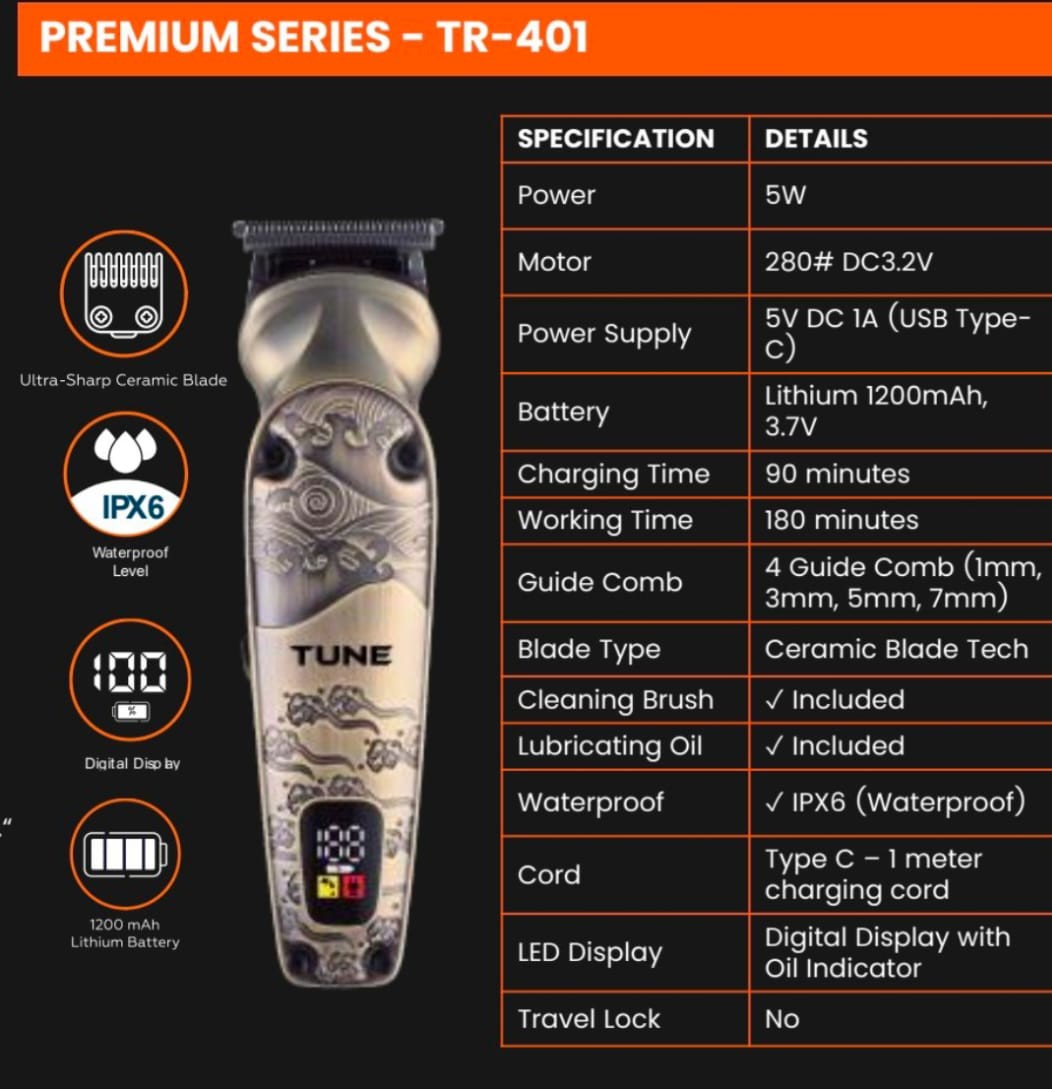 Tune Vintage Ultra-Sharp Ceramic Blade -TR401 beard trimmer