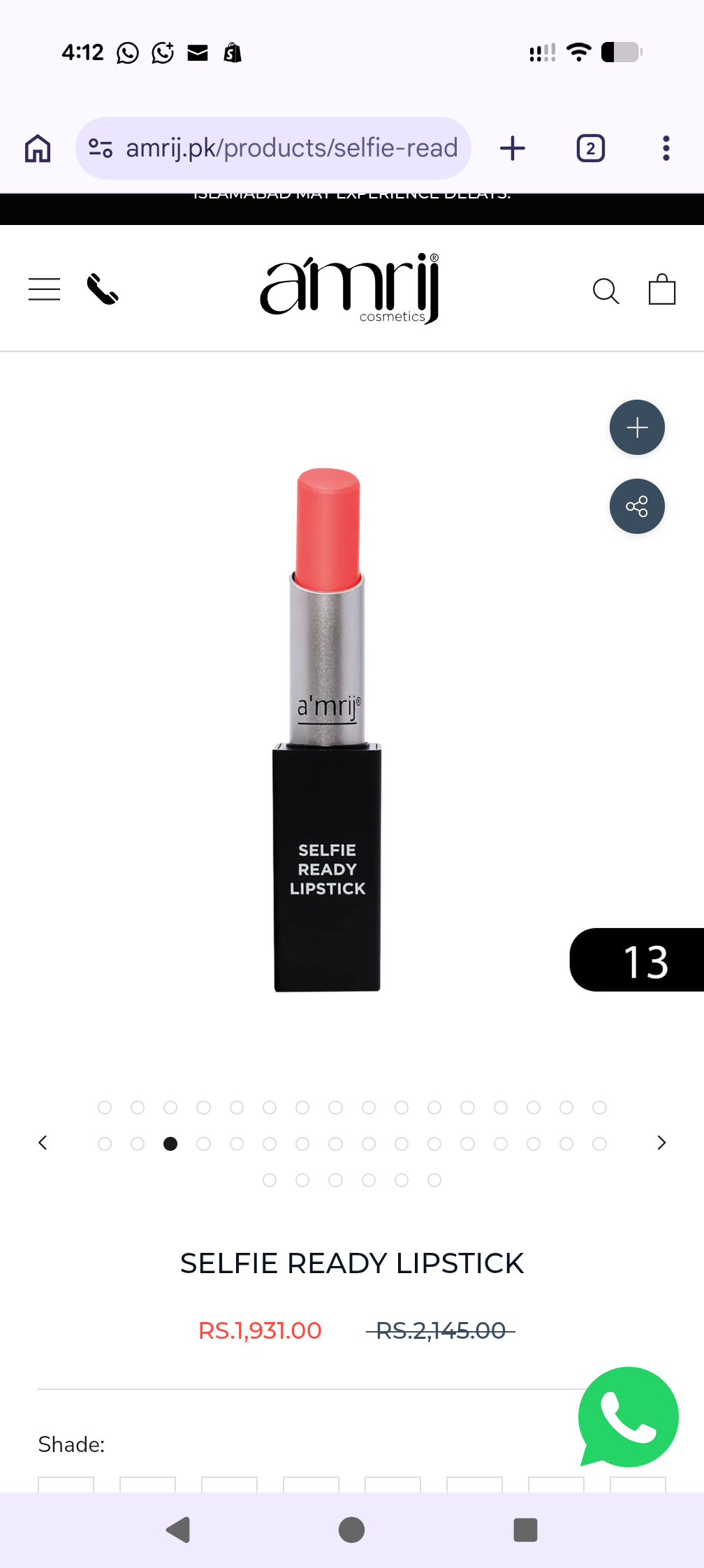 Amrij SELFIE READY LIPSTICK