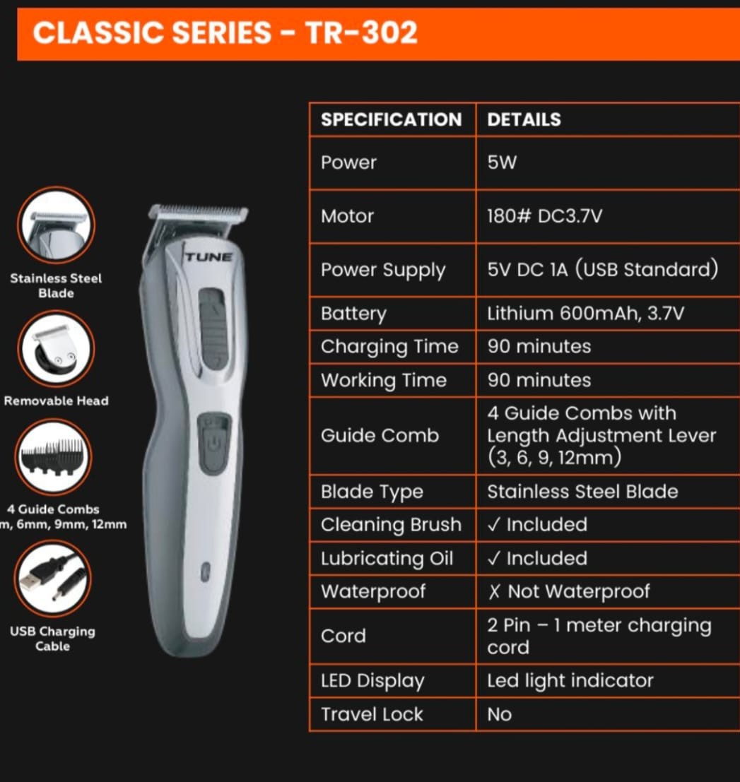 Tune Classic Advance Edge Blade Hair Trimmer - TR302