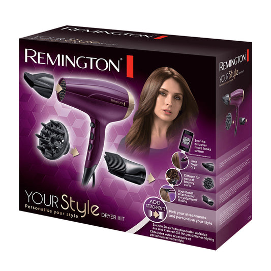 REMINGTON D5219 YOUR STYLE HAIR DRYER KIT with 1 year warranty