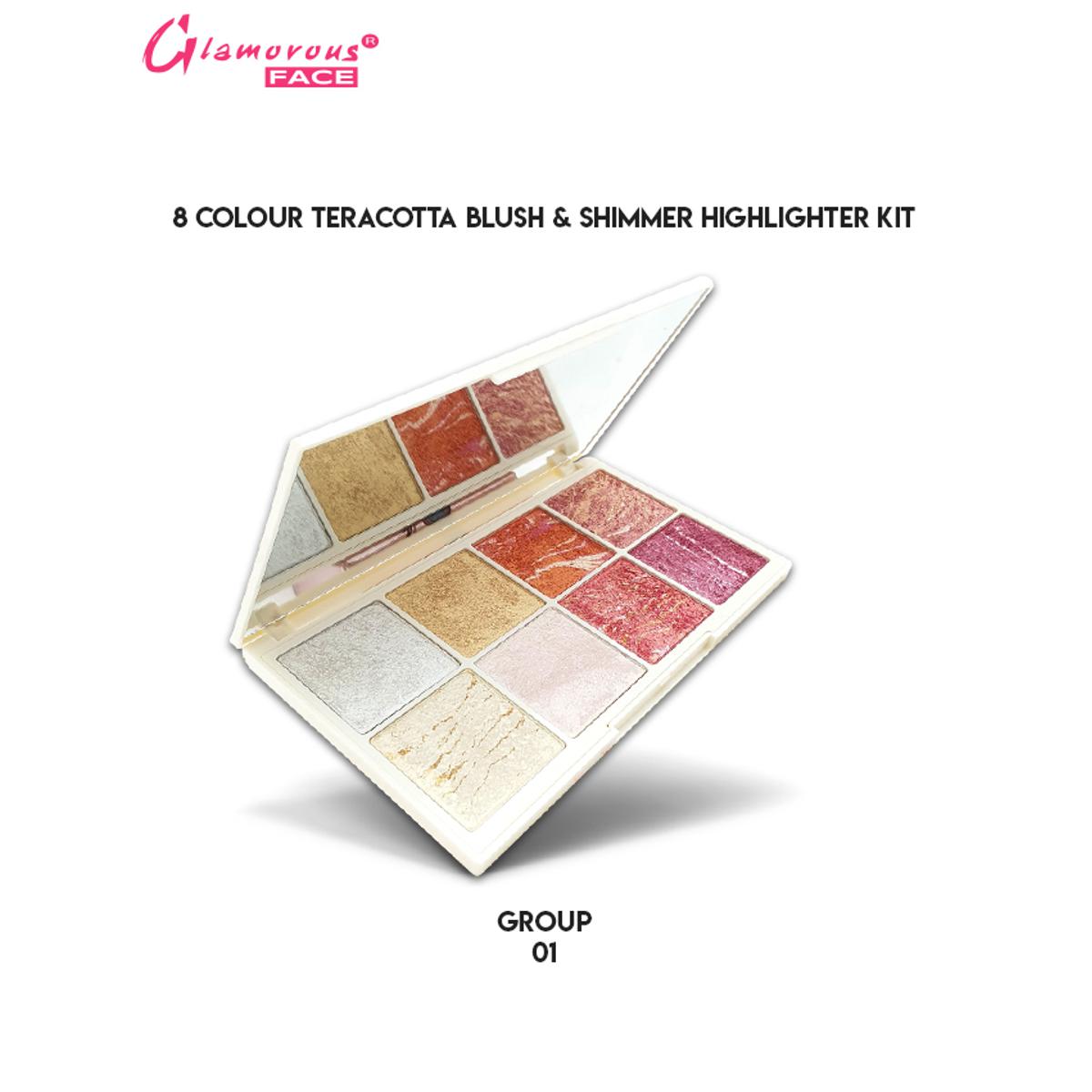 Glamorous 8 colors baked blusher & highlighter kit 01 A