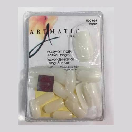 Artmatic simple white hand nails