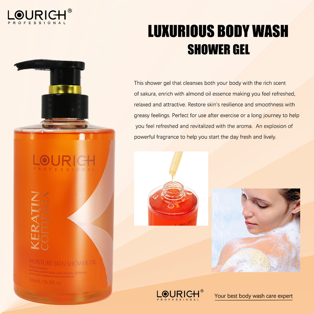 Lourich body wash Moisturizing Shower Oil 500ML – Deep Hydration Body Cleanser with Nourishing Oils for Soft & Smooth Skin